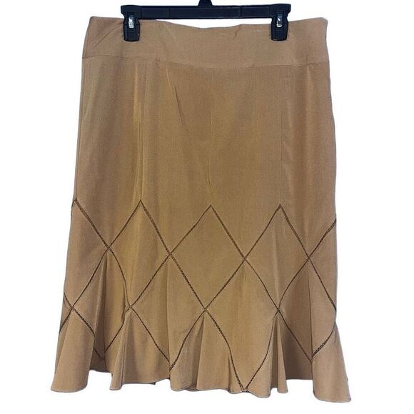 For the Republic light brown fit n flare perforated lined skirt 14 - Picture 1 of 7